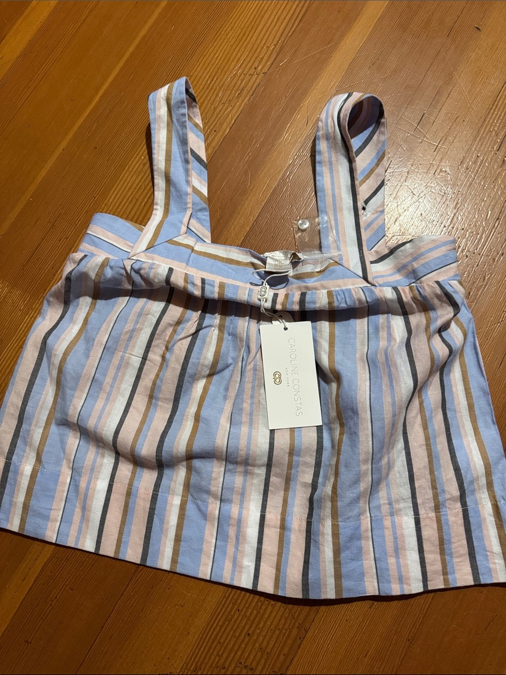 Caroline Constas Striped Pastel Tank Top 100% cotton XS